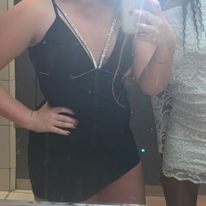 As U Wish Black dress with Silver crystal cleavage